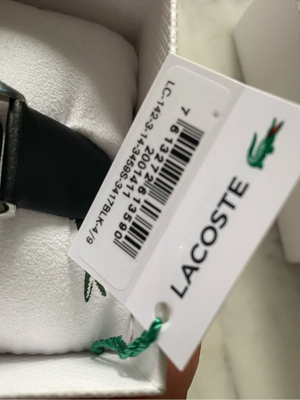 Lacoste Ladycroc 2001411 Women’s Watch Black Leather Band Crystal Bezel 36.5mm